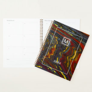 Agenda Monograma Ferro de Tigre em Vermelho, Amarelo, A