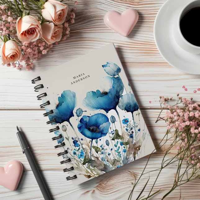 Agenda Monograma Floral Azul (Criador carregado)