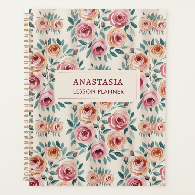 Agenda Monograma Floral Bonito Elegante (Frente)