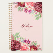 Monograma Floral de Blush de Aquarela