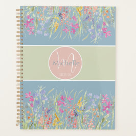 Agenda Monograma Floral de Primavera de Aquarela