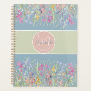 Agenda Monograma Floral de Primavera de Aquarela
