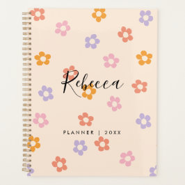 Agenda Monograma Floral de Roteiro Personalizado Moderno