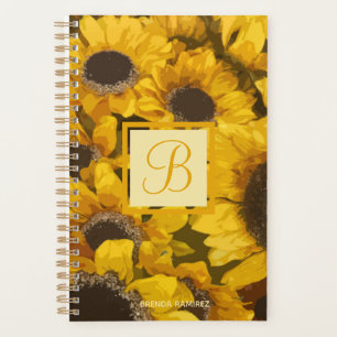 Agenda Monograma Floral Dourado Amarelo