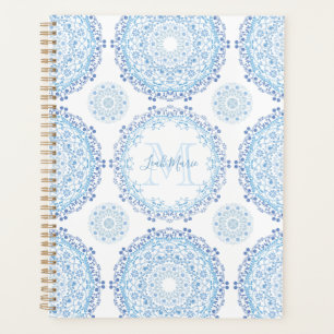 Agenda Monograma Floral Mandala Na moda Personalizado
