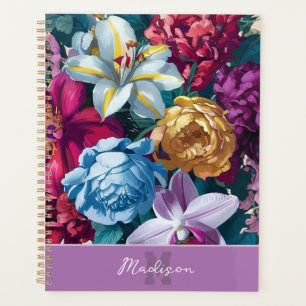 Agenda Monograma floral moderno e colorido