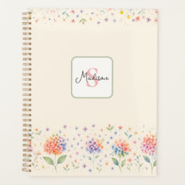 Agenda Monograma Floral por Aquarela — Blossomas Pastel