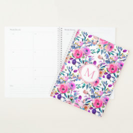 Agenda Monograma Floral Rosa