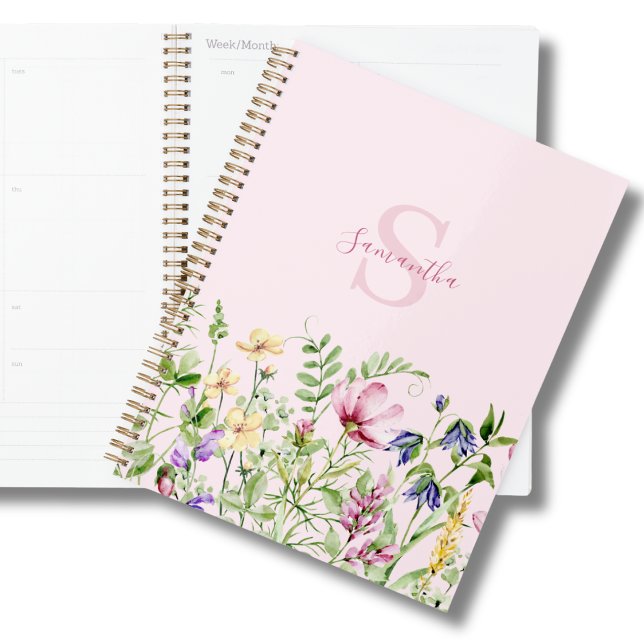 Agenda Monograma Floral Rosa (Criador carregado)