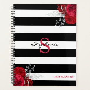 Agenda Monograma Floral Vermelho 2024
