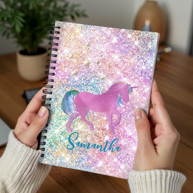 Agenda Monograma Glitter, Cor-de-rosa, do arco-íris (Criador carregado)