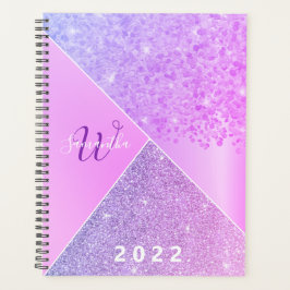 Agenda Monograma Glitter Rosa Rosa Girly 2022
