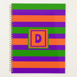 Agenda Monograma Halloween Roxo Laranja e Verde