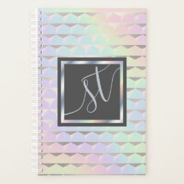 Agenda Monograma Holográfico Faux Iridescente