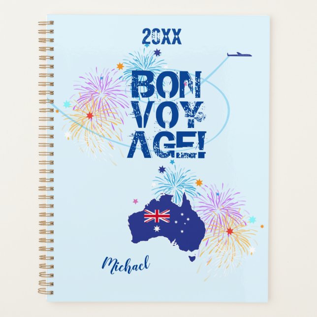Agenda Monograma "I AMVE AUSTRALIA" Bon Voyage Viagem (Frente)