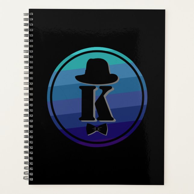 Agenda Monograma Inicial De Omã Azul Para Homens (Frente)