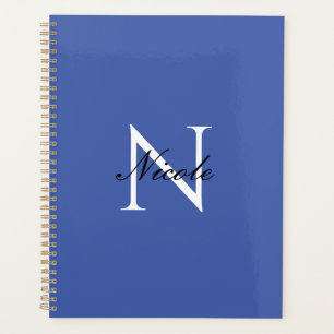 Agenda Monograma Inicial Nome Próprio Manuscrito Azul