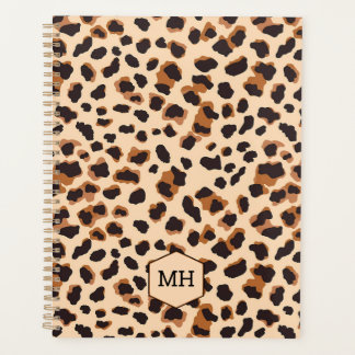 Agenda Monograma Leopard Imprime Castanho Preto Semanal