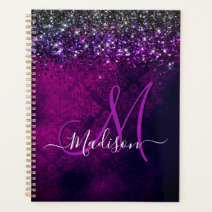 Agenda Monograma magenta preto escura escura escura e esc