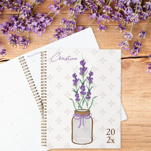 Agenda Monograma Mason Jar de lavanda Botânica