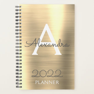 Agenda Monograma Metálico Dourado 2021 Elegante