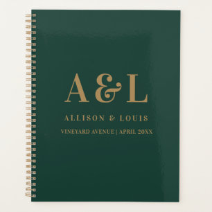 Agenda Monograma Minimalista de Casamento Emerald Green D