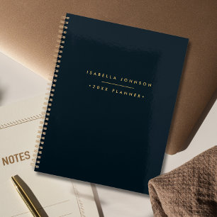 Agenda Monograma minimalista moderno   Dourado negro