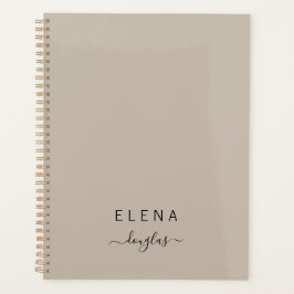 Agenda Monograma Mínimo Moderno Manuscrito Castanho Neutr