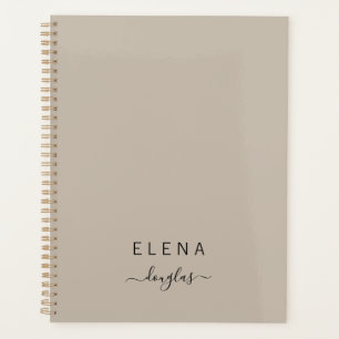 Agenda Monograma Mínimo Moderno Manuscrito Castanho Neutr