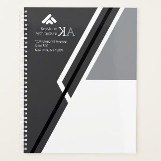 Agenda Monograma Moderno Arquiteto Bold Preto e Cinza