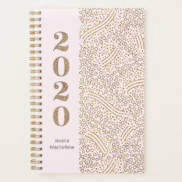 Agenda Monograma Moderno Blush Dourado Confetti Rosa Rosa