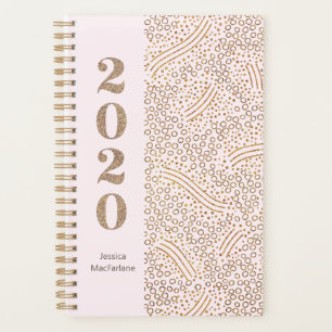Agenda Monograma Moderno Blush Dourado Confetti Rosa Rosa