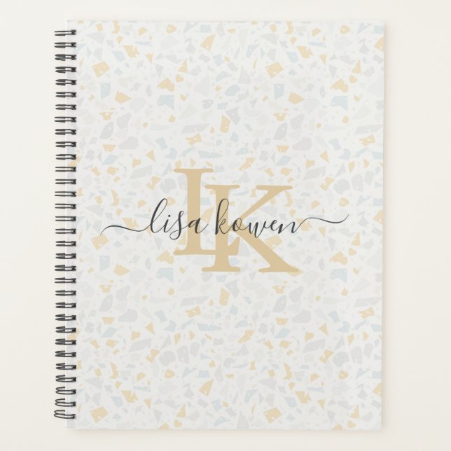 Agenda Monograma moderno com tipo de script de luxo | Ter (Frente)