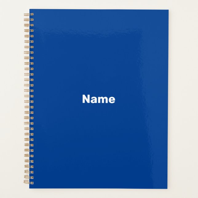 Agenda Monograma moderno de texto personalizado azul mini (Frente)