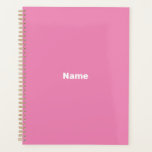 Agenda Monograma moderno de texto personalizado, cor-de-r<br><div class="desc">Texto personalizado,  cor-de-rosa,  minimalista,  as iniciais do monograma dão nome a um simples e elegante Planejador personalizado. Texto branco personalizado sobre fundo de cor sólida e clara cor-de-rosa.</div>