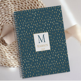 Agenda Monograma Moderno e Elegante com Gota de Chuva em 