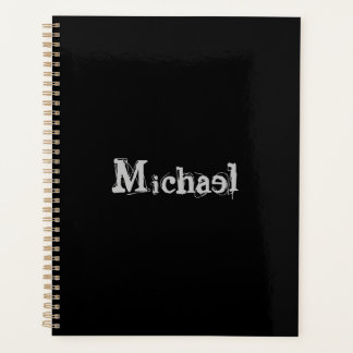 Agenda Monograma moderno minimalista - branco preto
