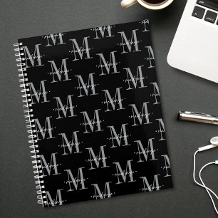 Agenda Monograma Moderno Minimalista Preto Branco