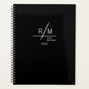 Agenda Monograma Moderno Preto e Branco