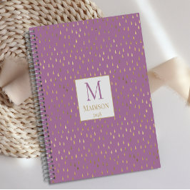 Agenda Monograma Moderno Tendencial Gota de Chuva Dourada