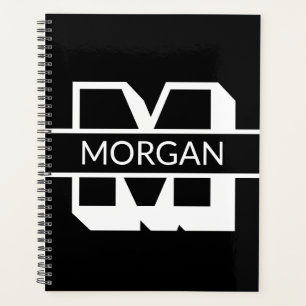 Agenda Monograma moderno - tipografia preto e branco a ne