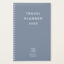 Agenda Monograma Moderno - Viagem Azul Dusty