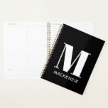 Agenda Monograma Nome inicial Simples Personalizado<br><div class="desc">Um monograma minimalista de tipografia moderna,  design em branco a preto,  que pode ser mudado para personalizar.</div>