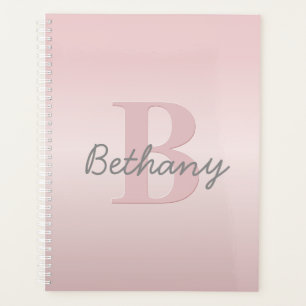 Agenda Monograma & Nome Personalizado Rosa Fofo