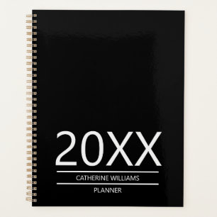 Agenda Monograma Nome Preto Branco Minimalista Negócios 2