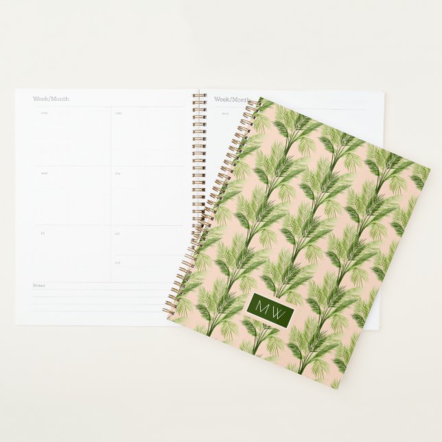 Agenda Monograma | Oásis interior | Padrão da árvore palm (Exibição)
