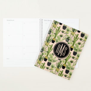 Agenda Monograma Oásis interior Padrão de linhagem