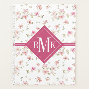 Agenda Monograma Padrão De Flor De Aquarelas Cor De Mo