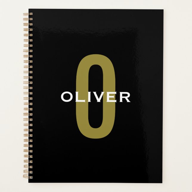 Agenda Monograma Personalizado Branco Dourado (Frente)