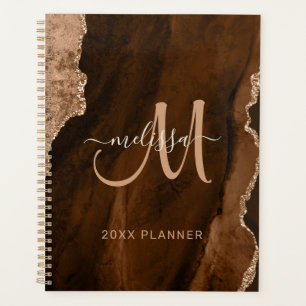 Agenda Monograma Personalizado de Agitação Dourada Glitte